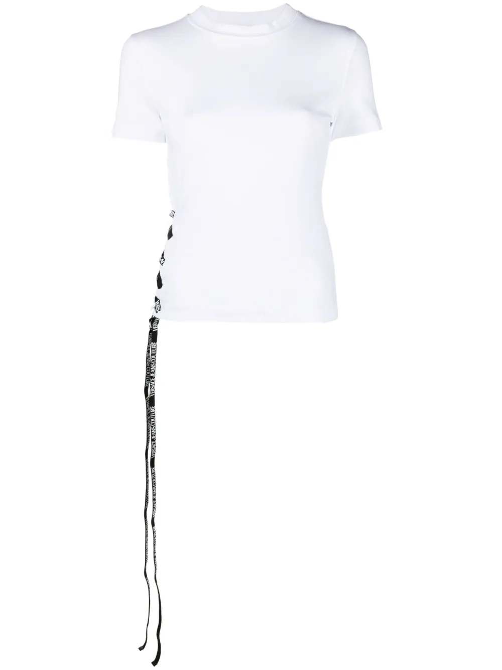 Versace Jeans Couture White Lace-up T-shirt In Weiss