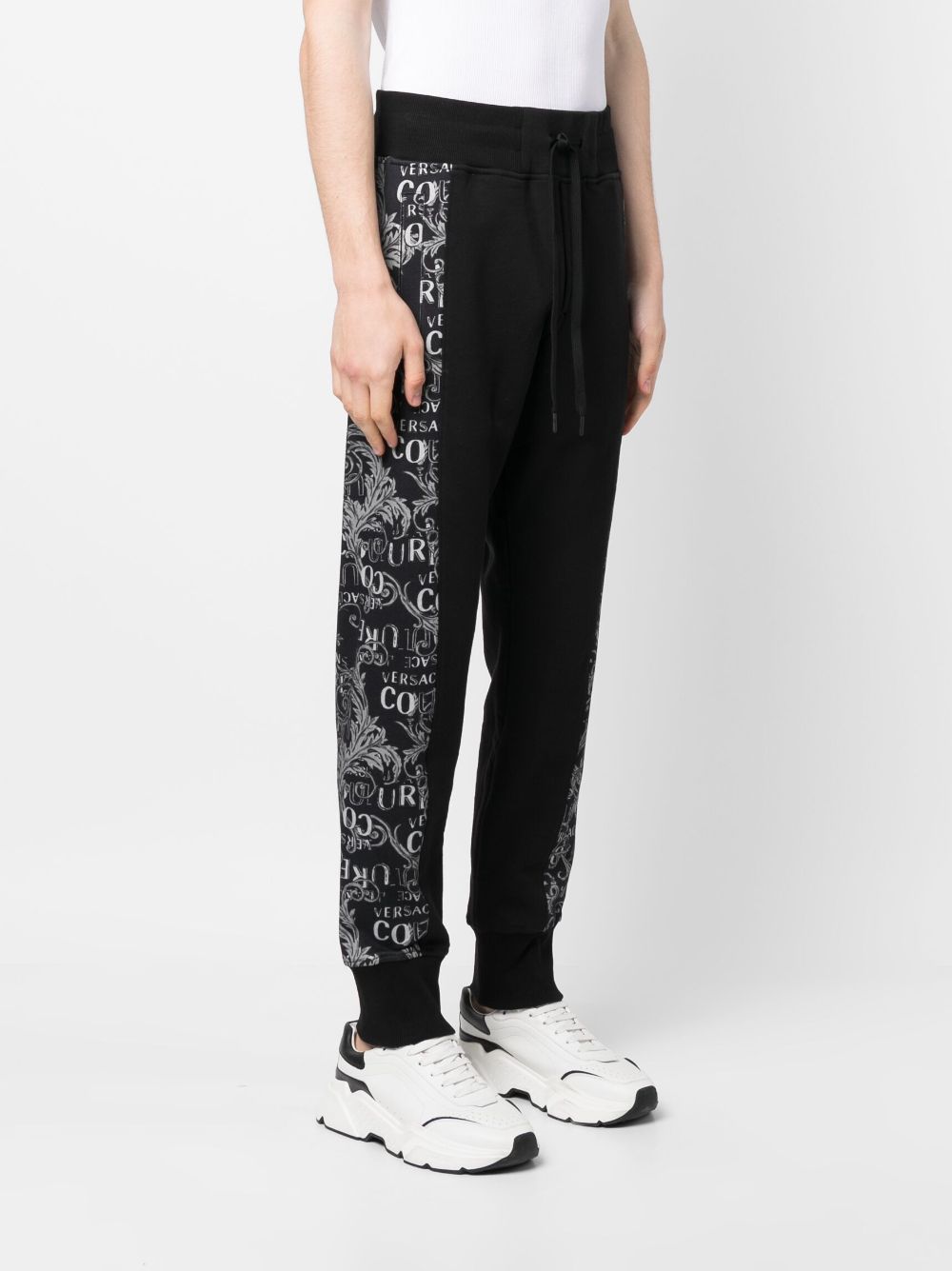 Shop Versace Jeans Couture Logo-couture Cotton Track Pant In Black