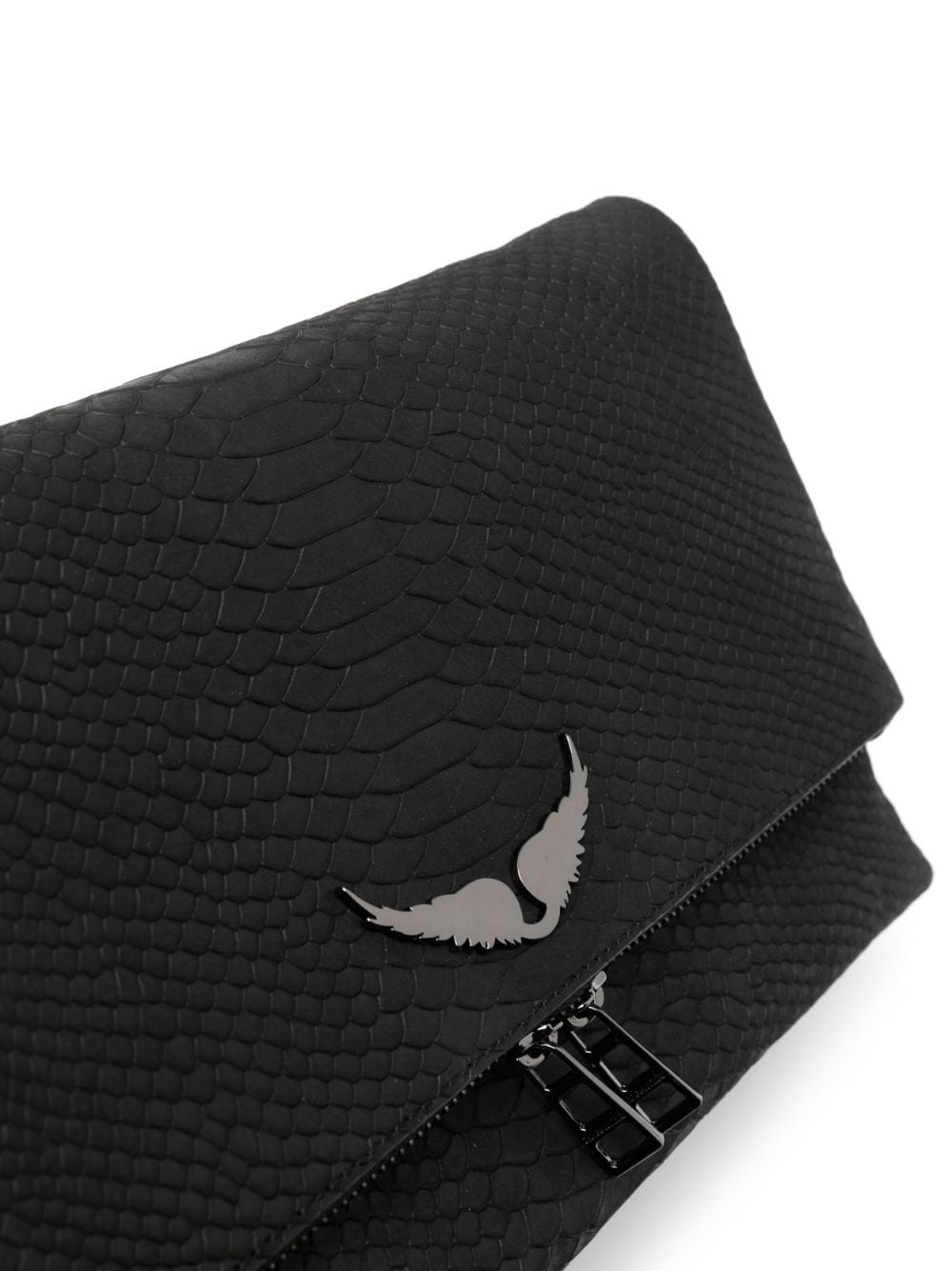 Shop Zadig & Voltaire Snakeskin Leather Shoulder Bag In Black
