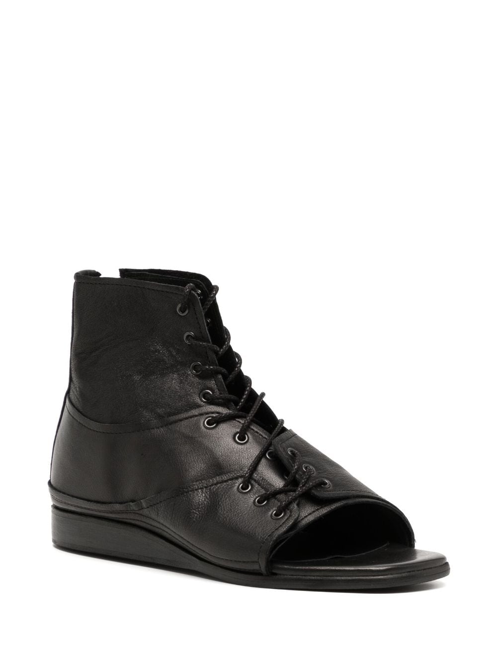 Shop Y's Open-toe Leather Boots In Black