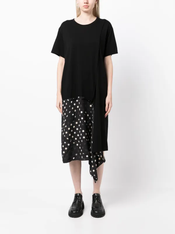 Y's Asymmetric polka-dot Detailed Dress | Black | FARFETCH BN