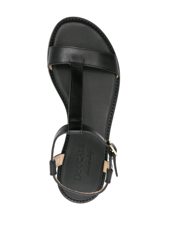 Doucal's Fibbia T-bar Leather Sandals Black FARFETCH PH
