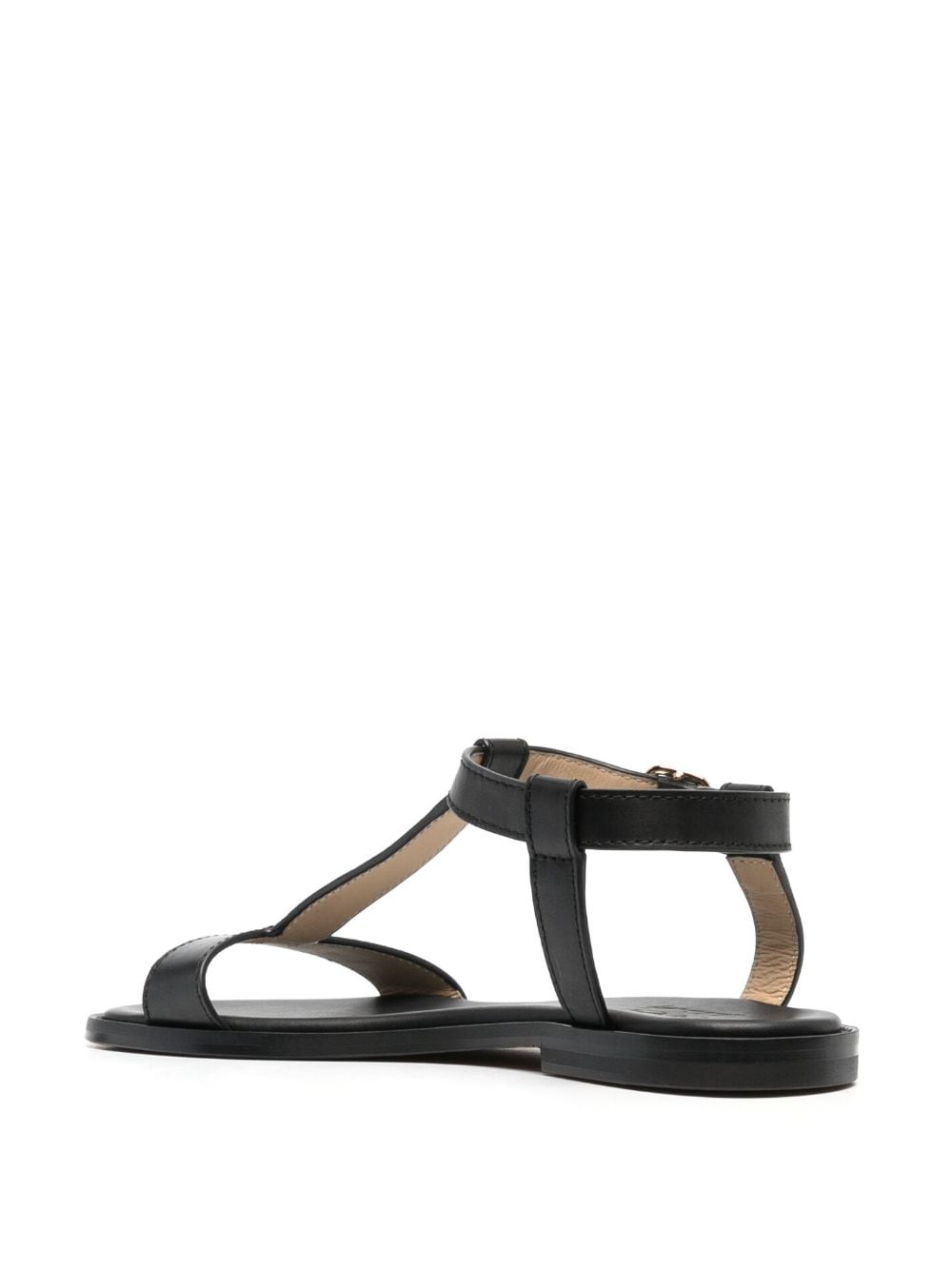Shop Doucal's Fibbia T-bar Leather Sandals In Black