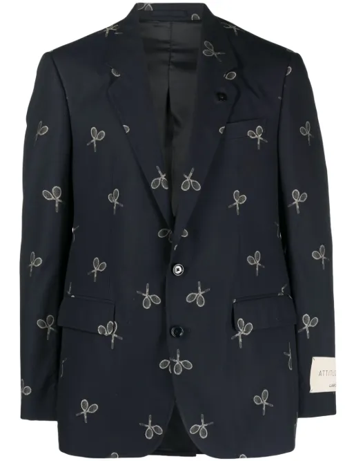 Blazer boutonné à imprimé graphique - Lardini - Modalova