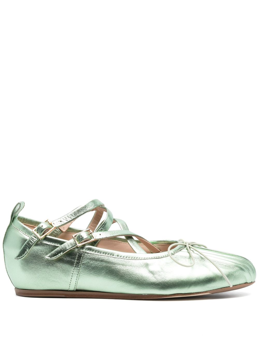 Shop Simone Rocha Criss-cross Ballerina Shoes In Green