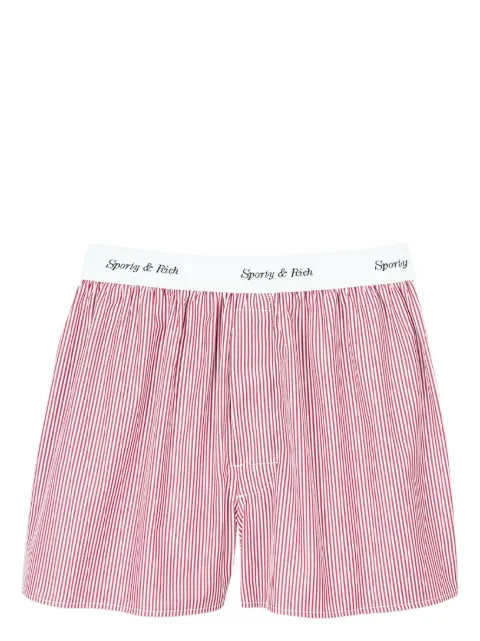 Sporty & Rich logo-waistband candy-striped cotton boxers