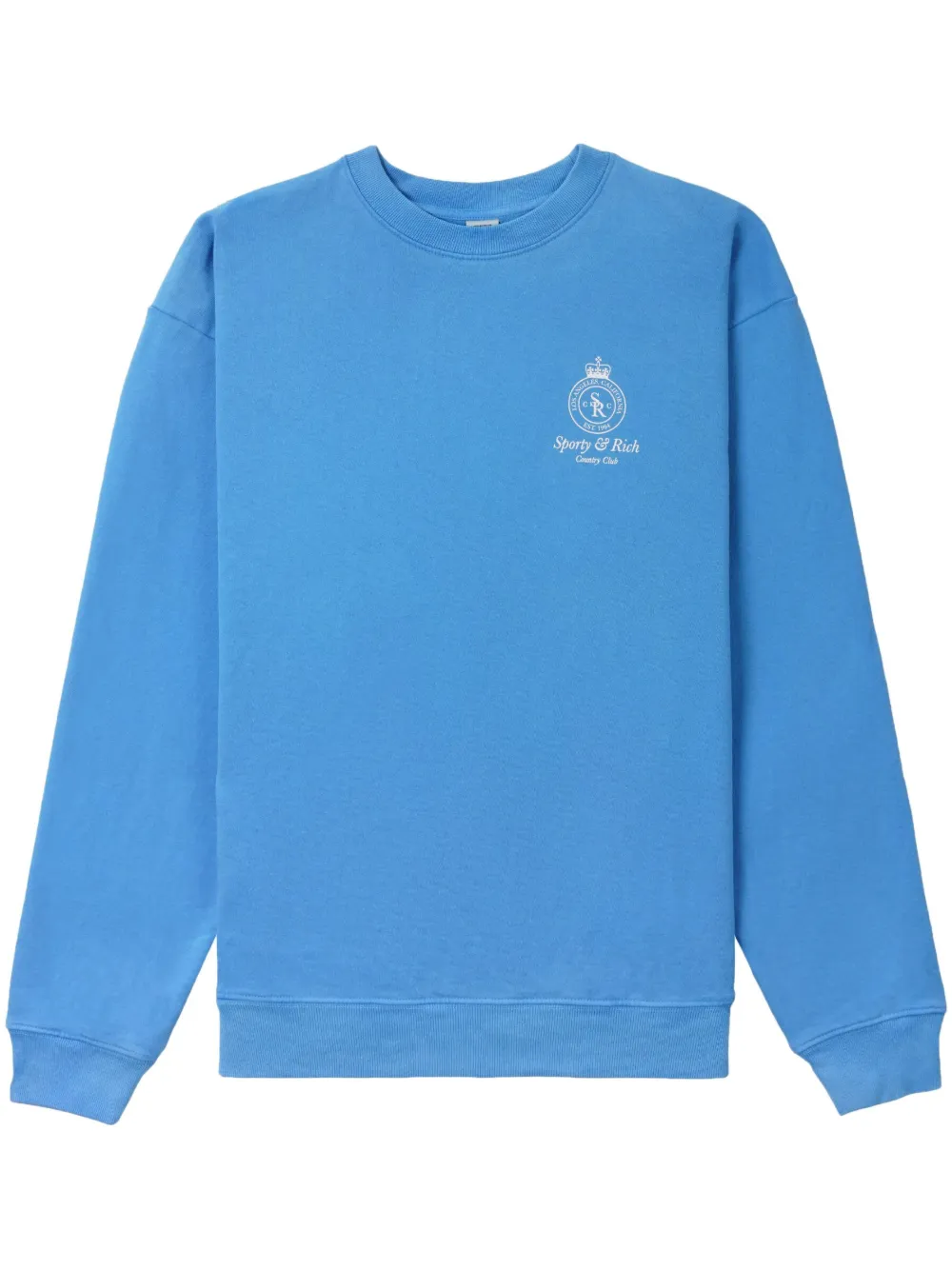 Sporty And Rich Logo-print Cotton Sweatshirt In Blue