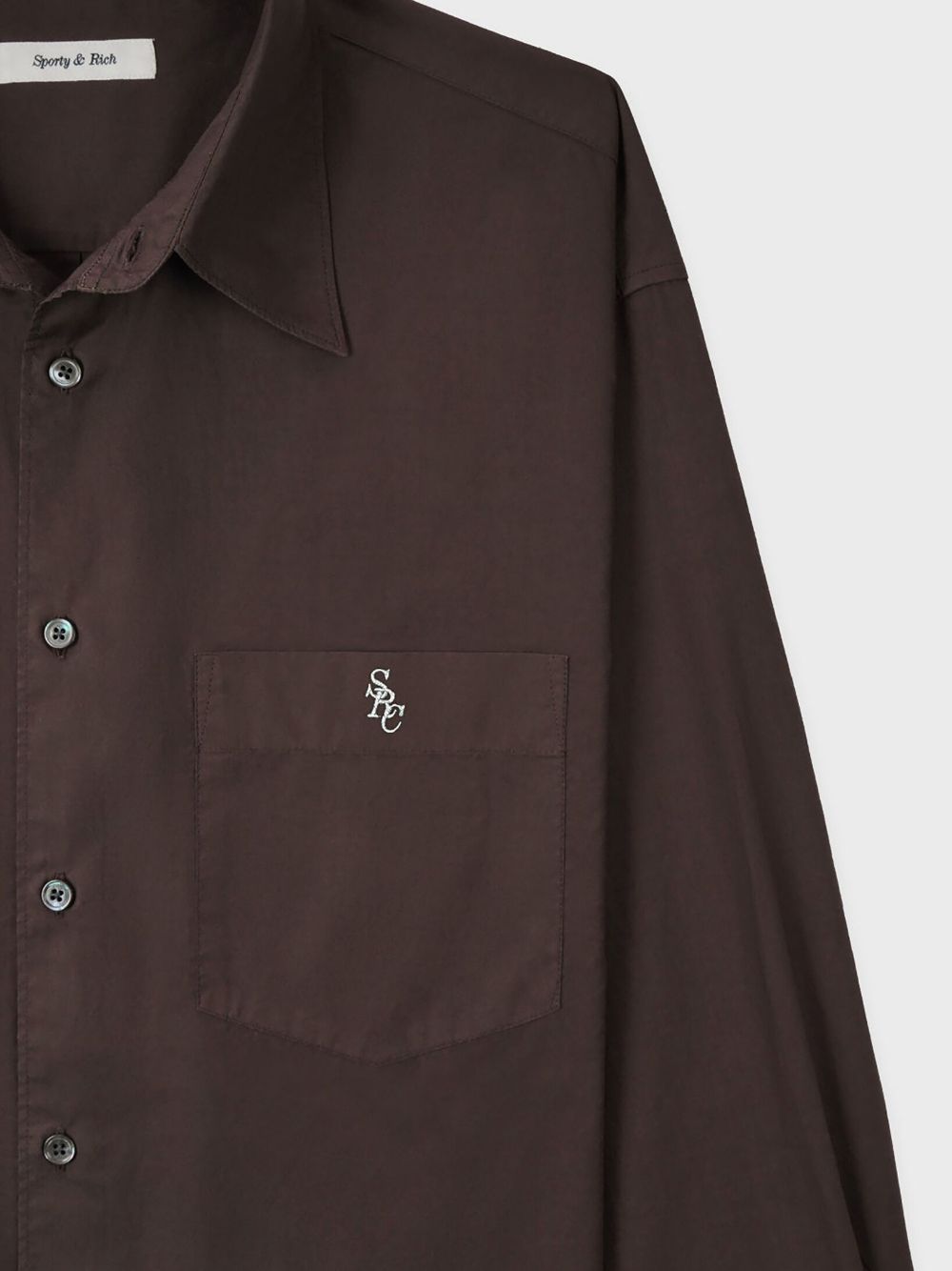 Shop Sporty And Rich Embroidered-logo Cotton Shirt In Brown