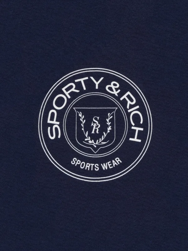 【人気！】Sporty & Rich Connecticut Crest スウェットシャツ Sporty & Rich Connecticut Crest logo-print Sweatshirt | Blue