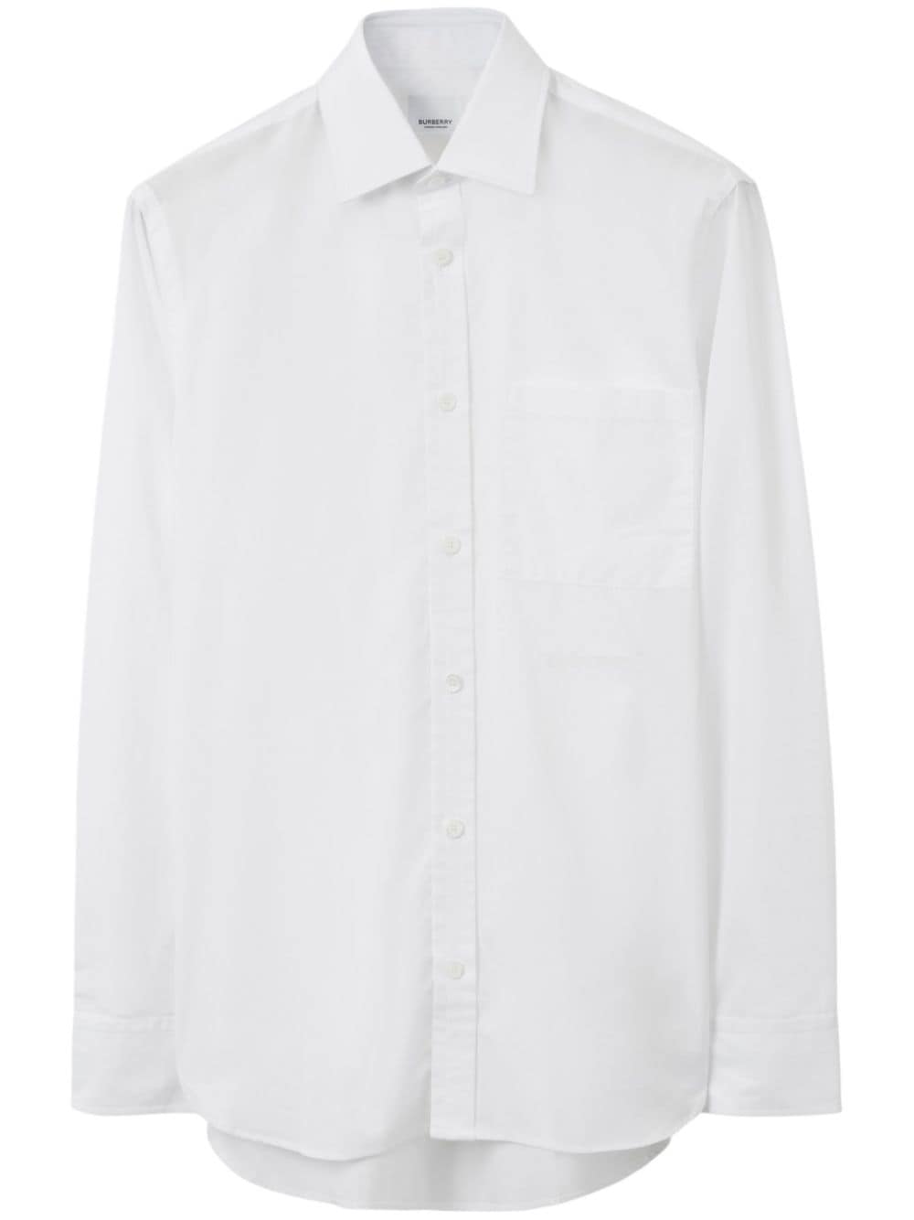 Burberry Logo-embroidered Cotton-blend Shirt In White