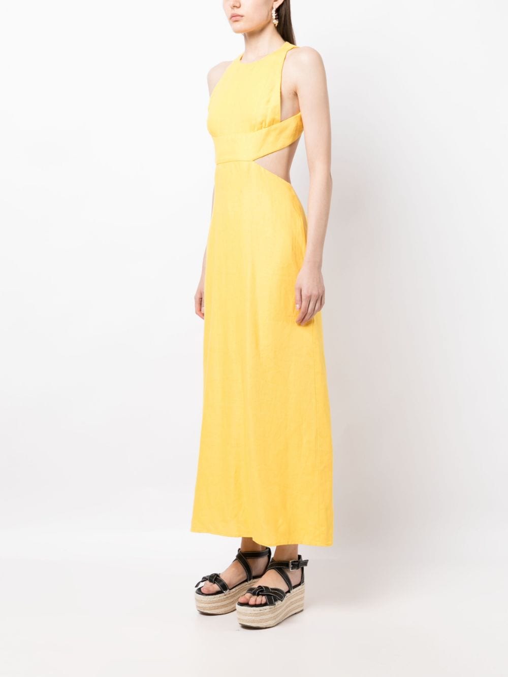 Shop Bondi Born Miramar Backless Organic Linen Dress In Orange