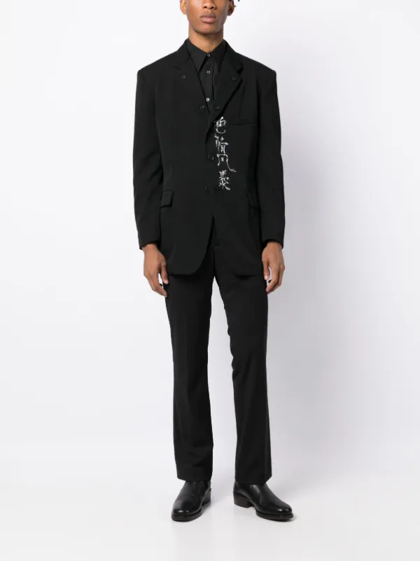 Yohji Yamamoto スローガン シングルジャケット | ブラック