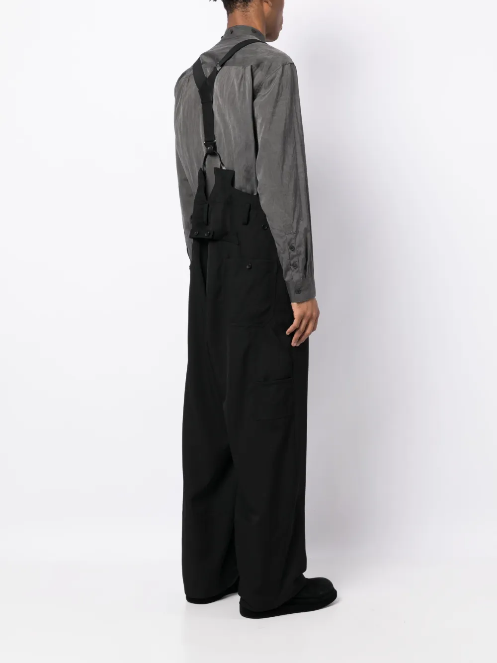 Shop Yohji Yamamoto Gabardine Wool Overall In Black