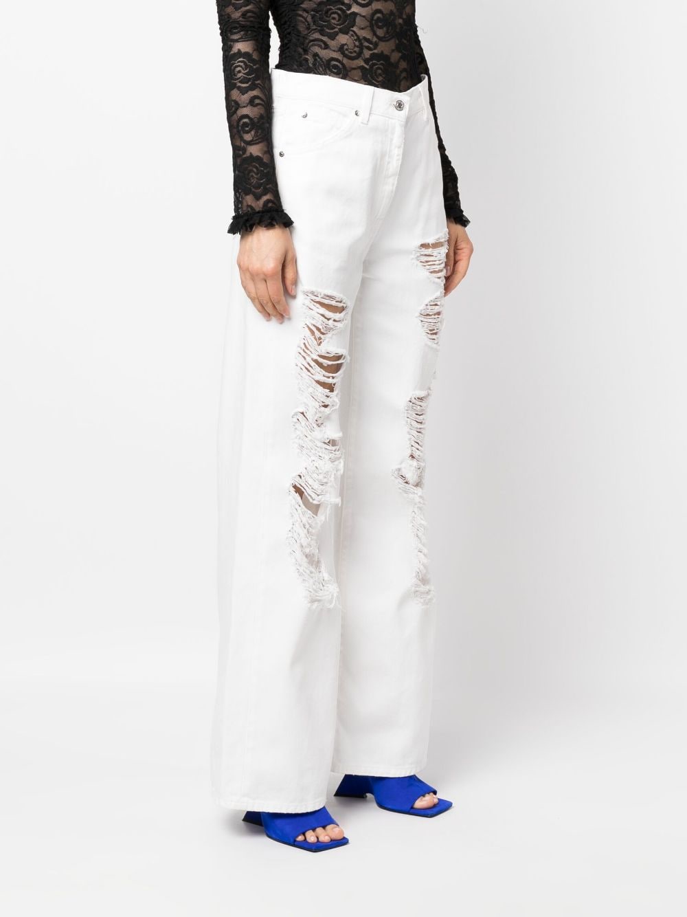Shop Msgm Mid-rise Bootcut Jeans In Weiss