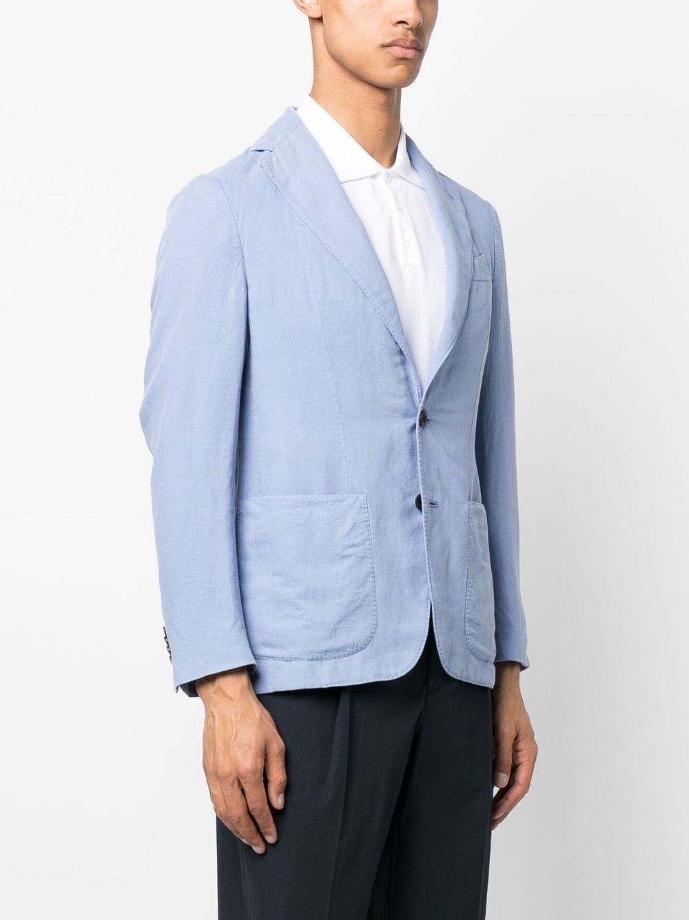 Shop Caruso Notched-lapels Single-breasted Blazer In Blau