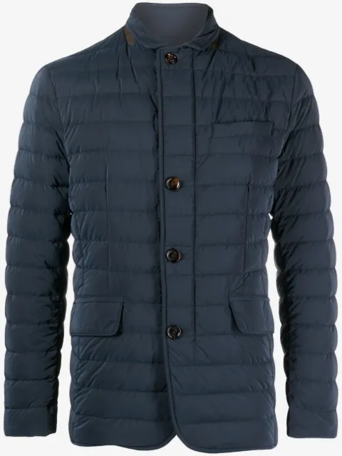 Moorer quilted-finish buttoned-up coat