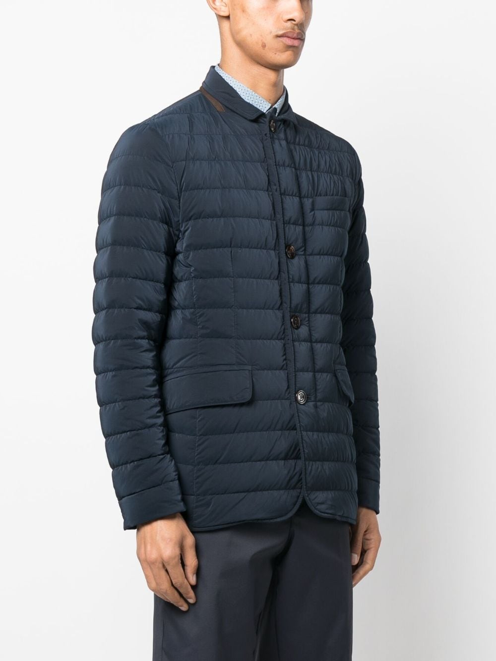 Shop Moorer Quilted-finish Buttoned-up Coat In Blau
