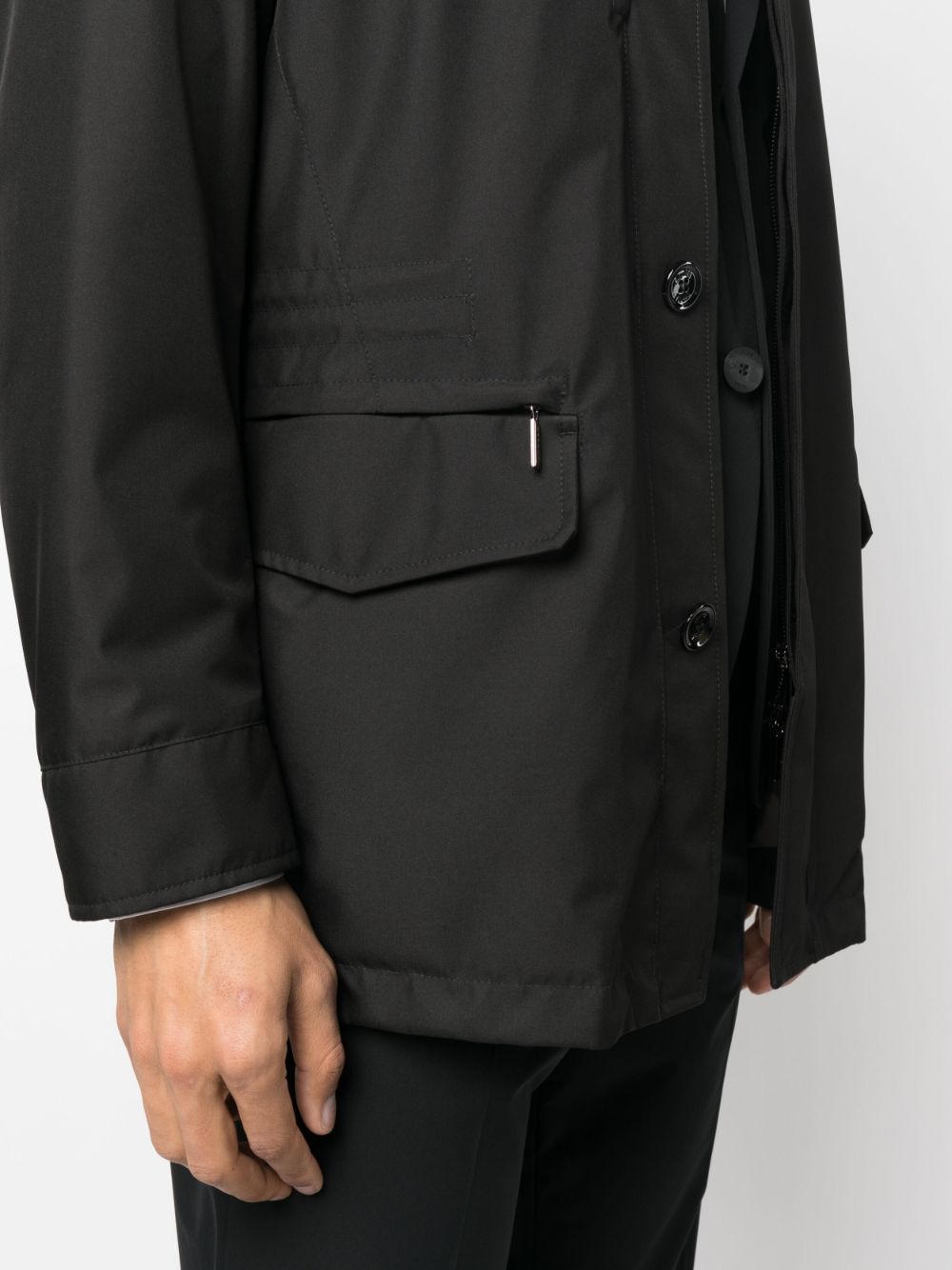 Shop Moorer Drawstring-waist Hooded Jacket In Black