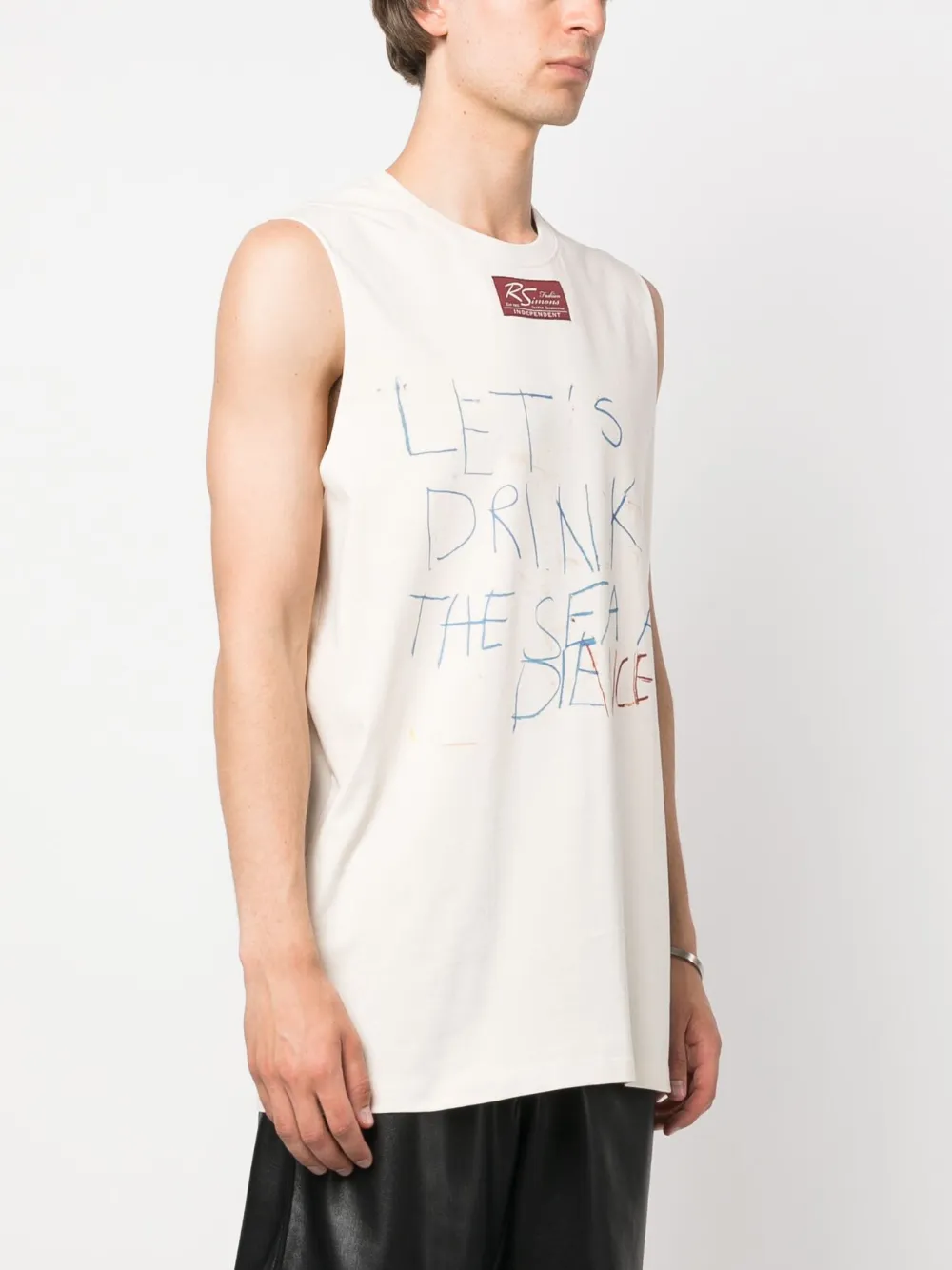 Raf Simons Slogan-print Cotton Vest In Nude