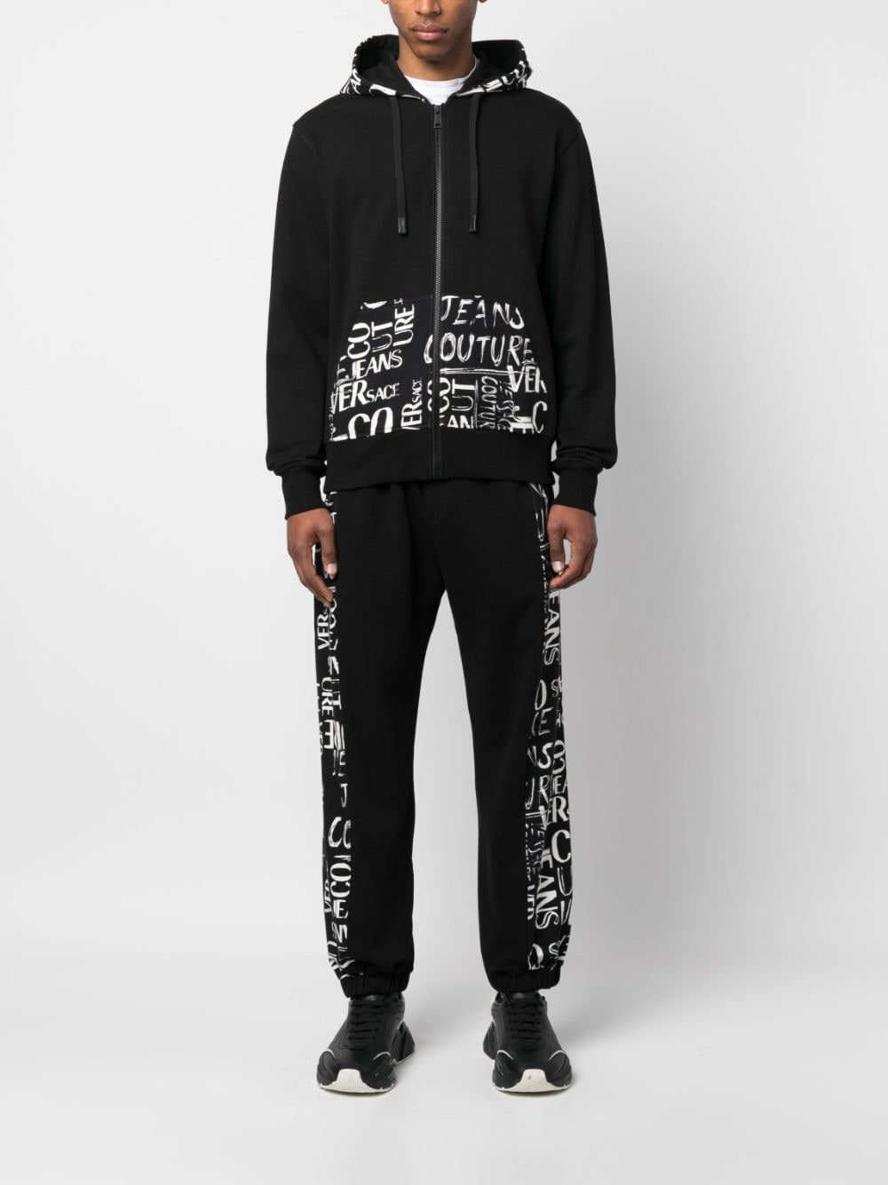 Shop Versace Jeans Couture Logo-print Cotton Track Pant In Black