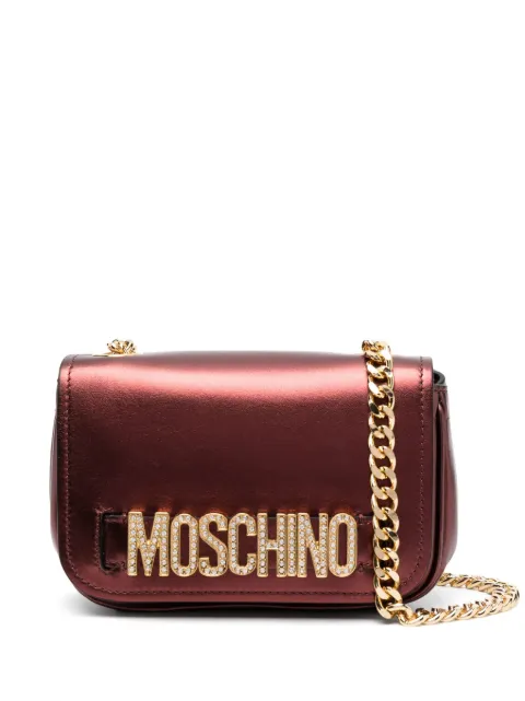 Moschino logo-lettering leather crossbody bag