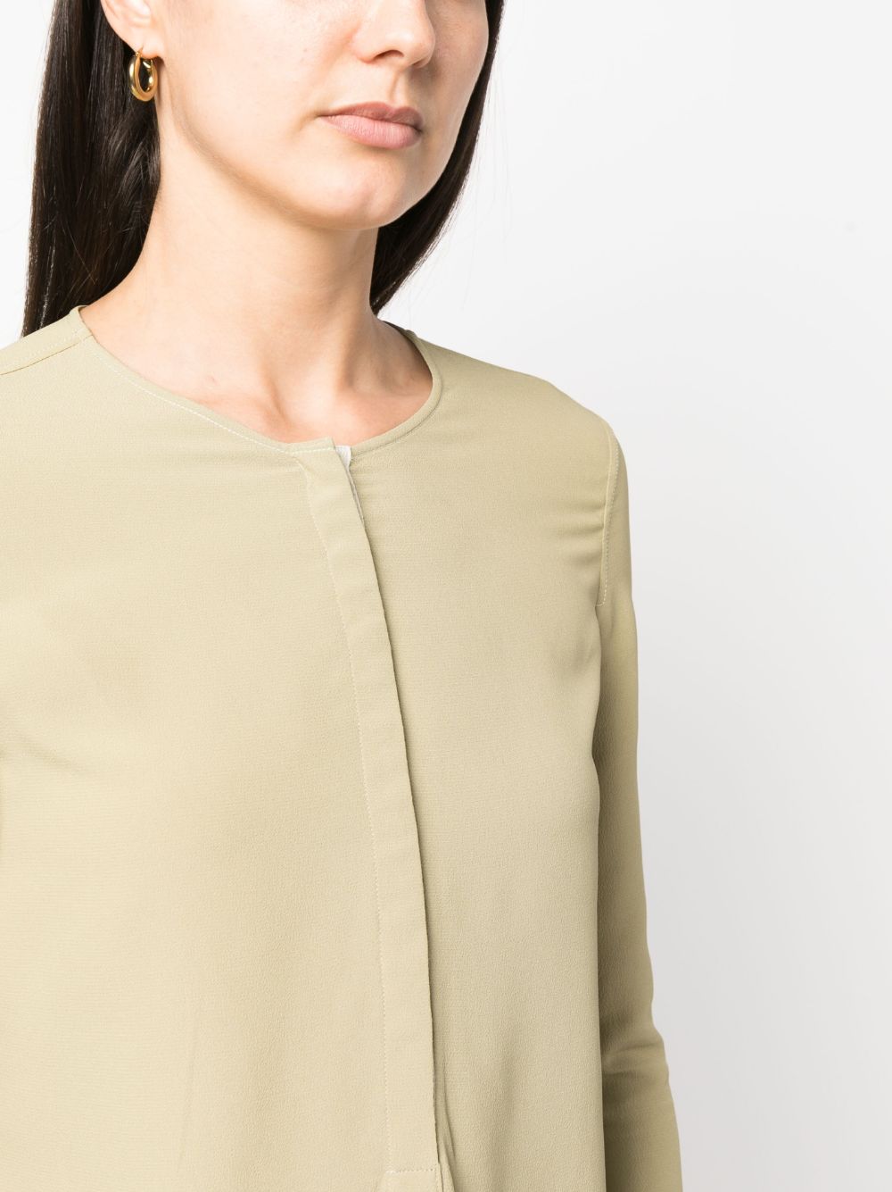 Shop Veronique Leroy Round-neck Long-sleeve Blouse In Green
