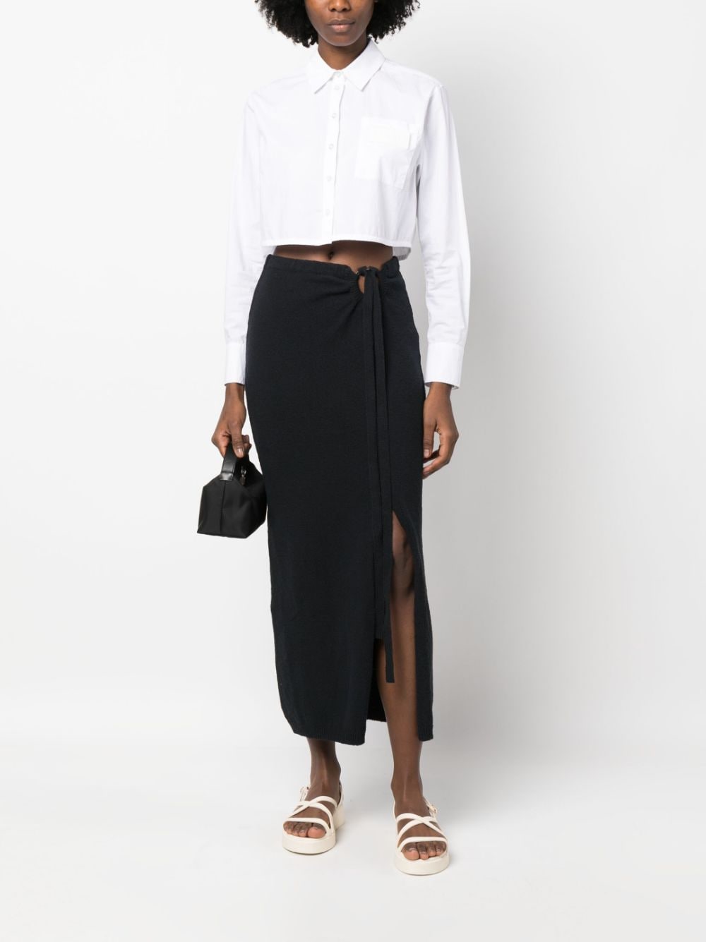 Shop Erika Cavallini Ring-detail Knitted Skirt In Black