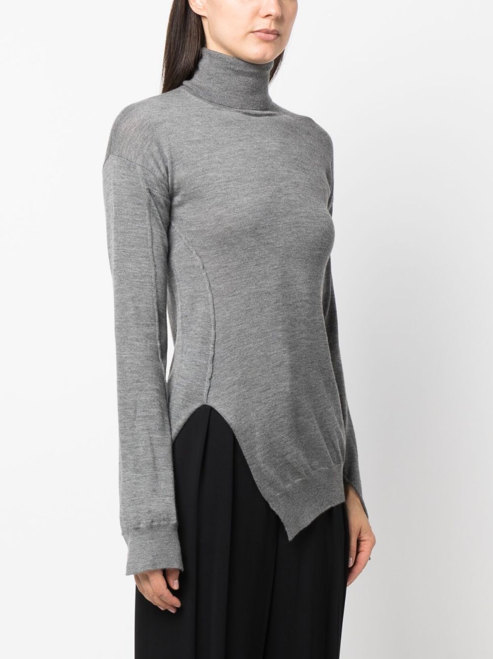 Shop The Row Roll-neck Asymmetric Knitted Top In Grey