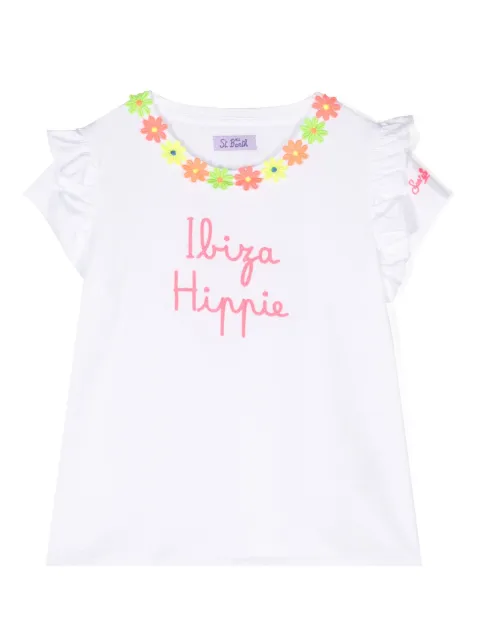 MC2 Saint Barth Kids graphic-print ruffle-detail T-shirt