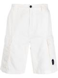 C.P. Company logo-plaque cargo shorts - White