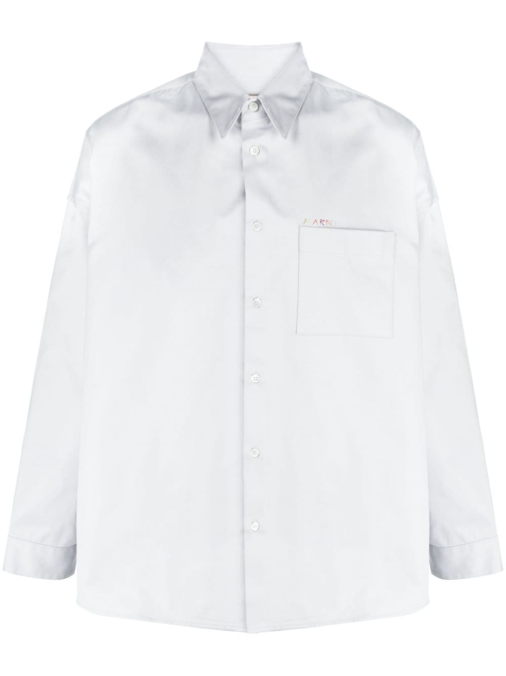 Marni Logo-embroidered Cotton Shirt In Grey