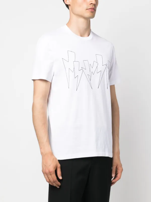 Neil Barrett Thunderbolt-print crew-neck T-shirt | White | FARFETCH