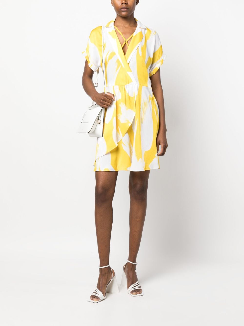 Shop Dkny Graphic-print Midi Dress In Yellow