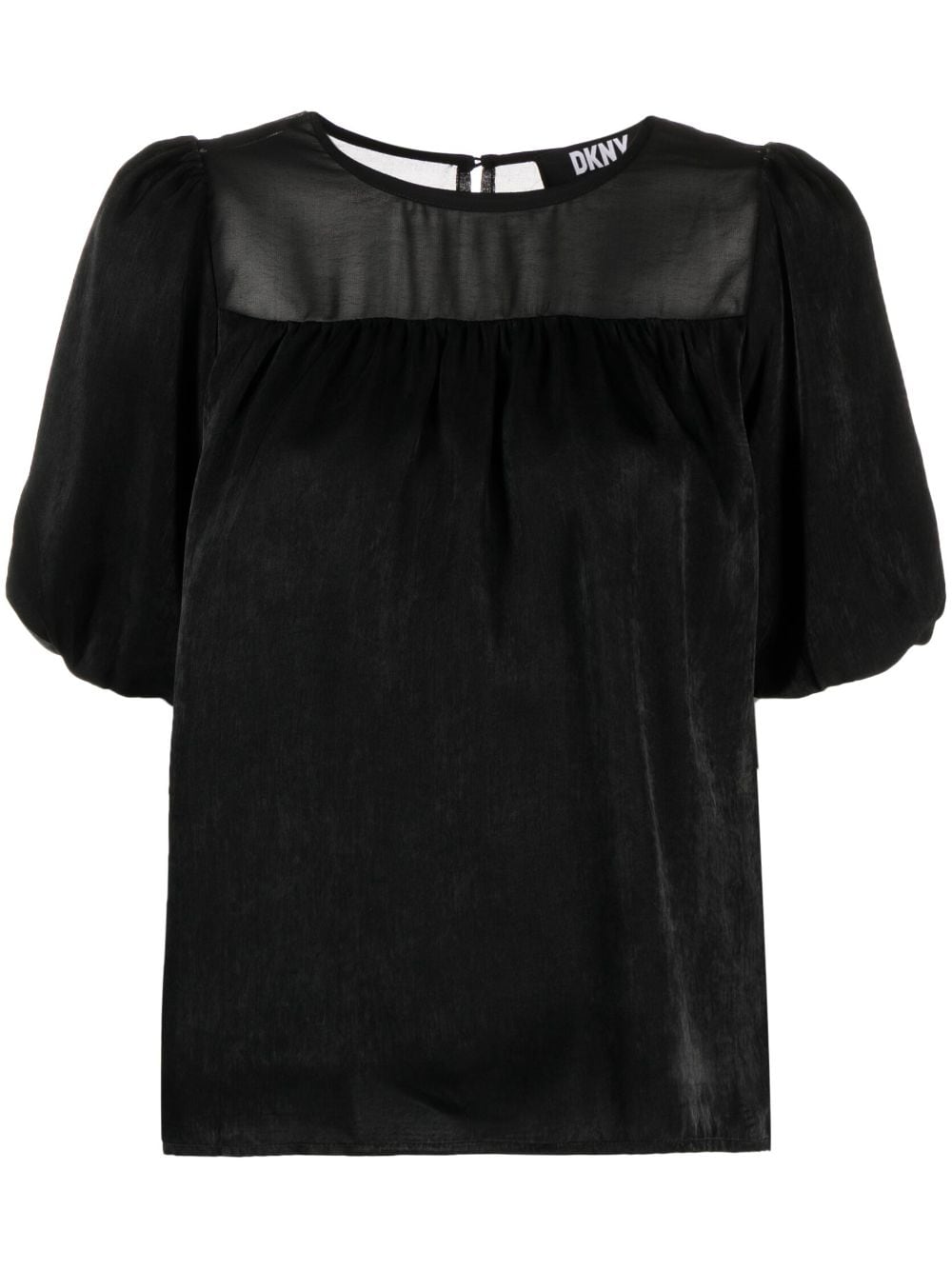 Dkny Ruched-detail Short-sleeves Blouse In Schwarz