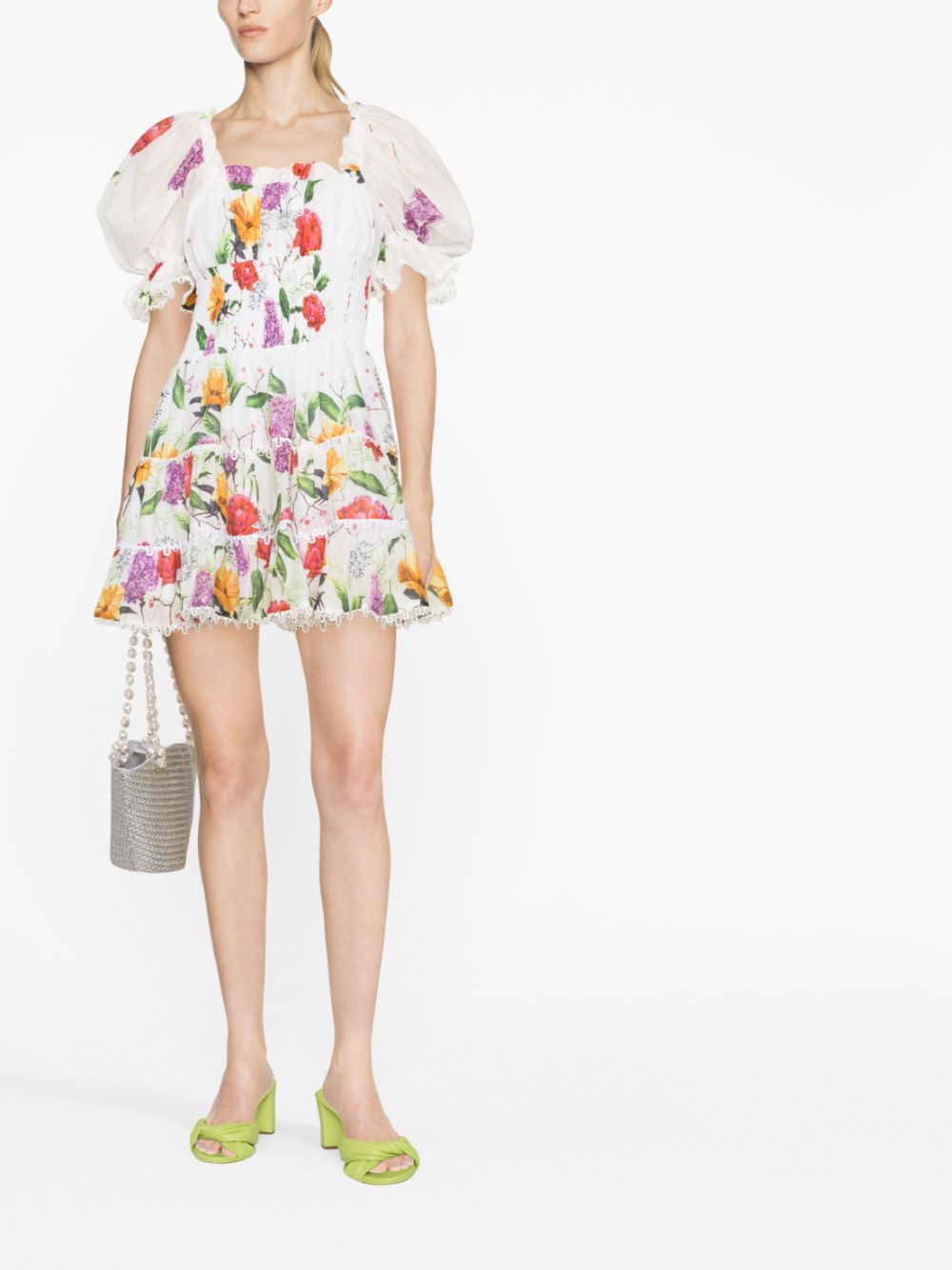 Charo Ruiz Ibiza Mini-jurk met bloemenprint - Wit