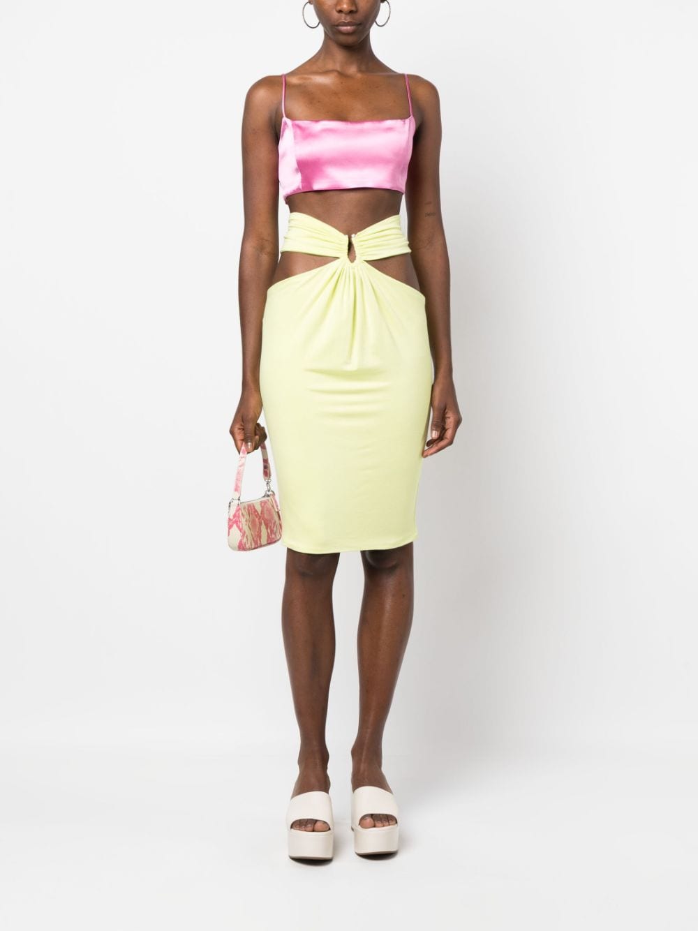 Shop Concepto Cut-out Fitted Skirt In Green