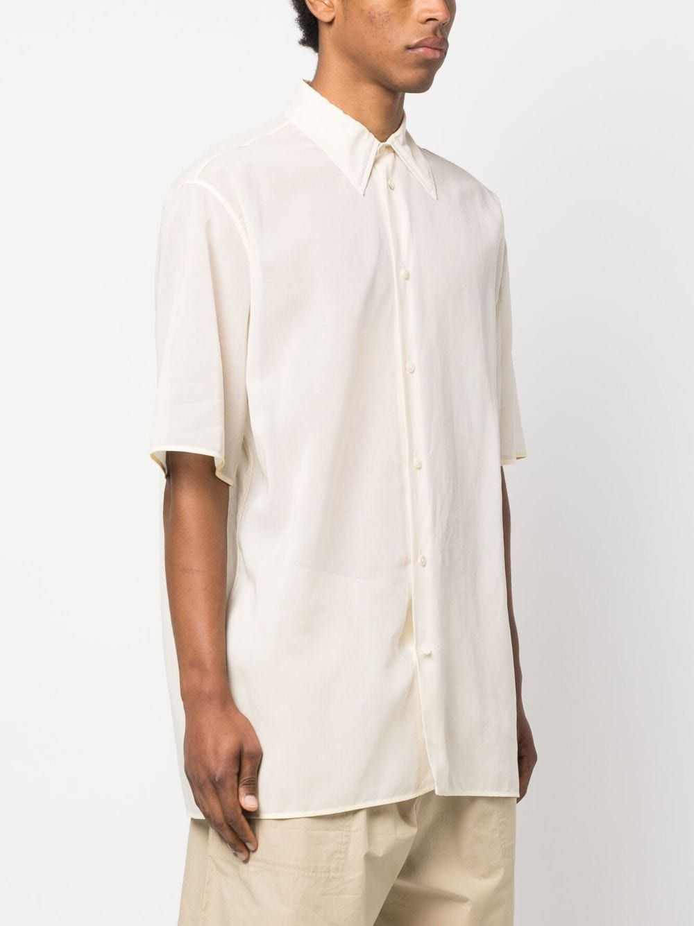 Shop Jil Sander Semi-sheer Cotton Shirt In Neutrals