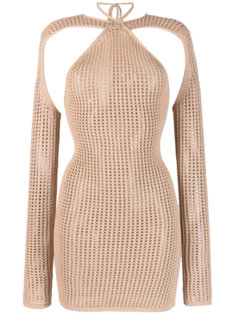 open-knit cold-shoulder dress