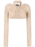 ANDREĀDAMO open-knit halterneck crop top - Neutrals