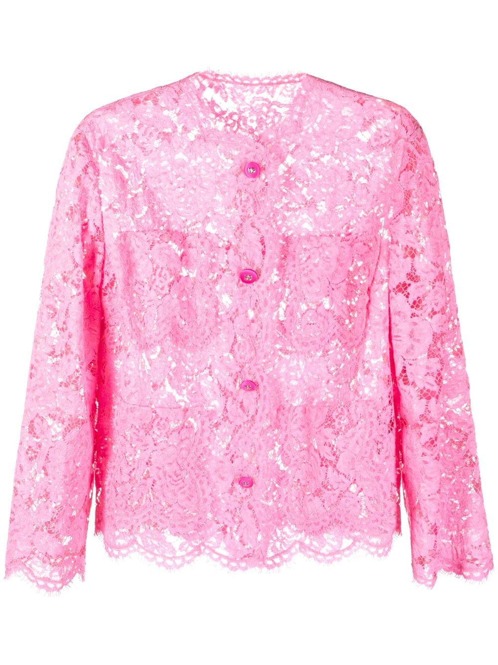 Dolce & Gabbana Lace Button-up Jacket In Pink & Purple