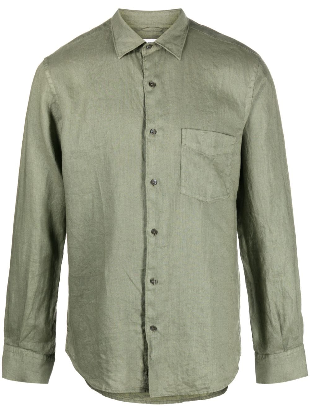 Aspesi Long-sleeve Linen Shirt In Green