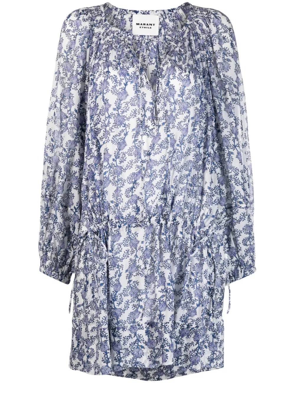 Shop Isabel Marant Étoile Floral-print Organic Cotton Minidress In Blue