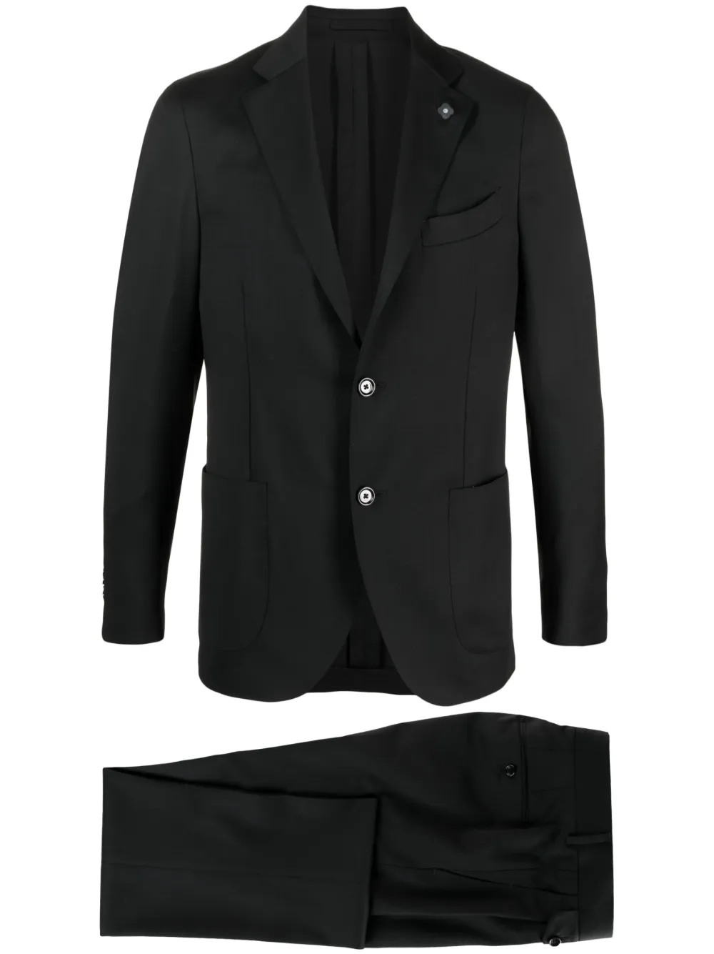 Shop Lardini Single-breasted Wool Suit In Black