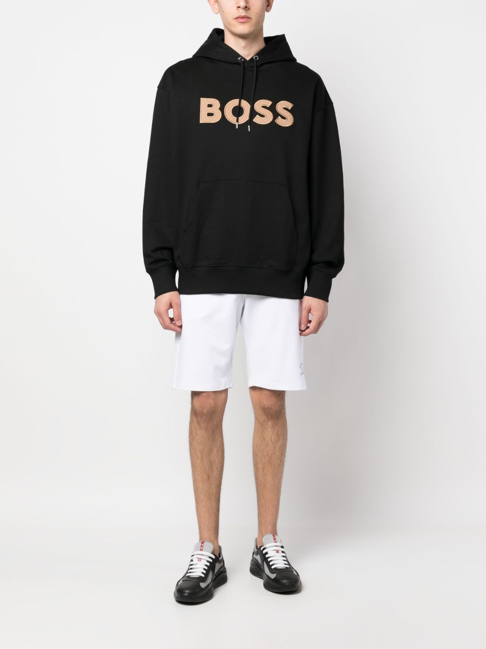 BOSS Hoodie met logoprint - Zwart