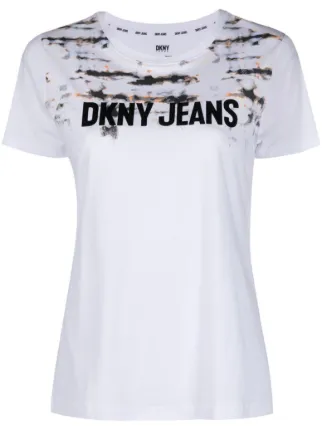 DKNY logo-print tie-dye T-shirt | White | FARFETCH LB