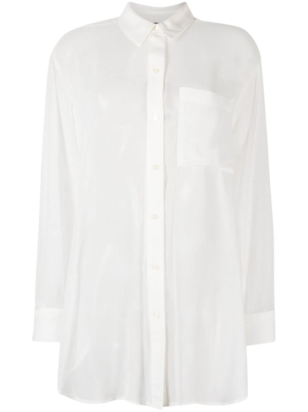 Dkny Semi-sheer Long-sleeve Shirt In White
