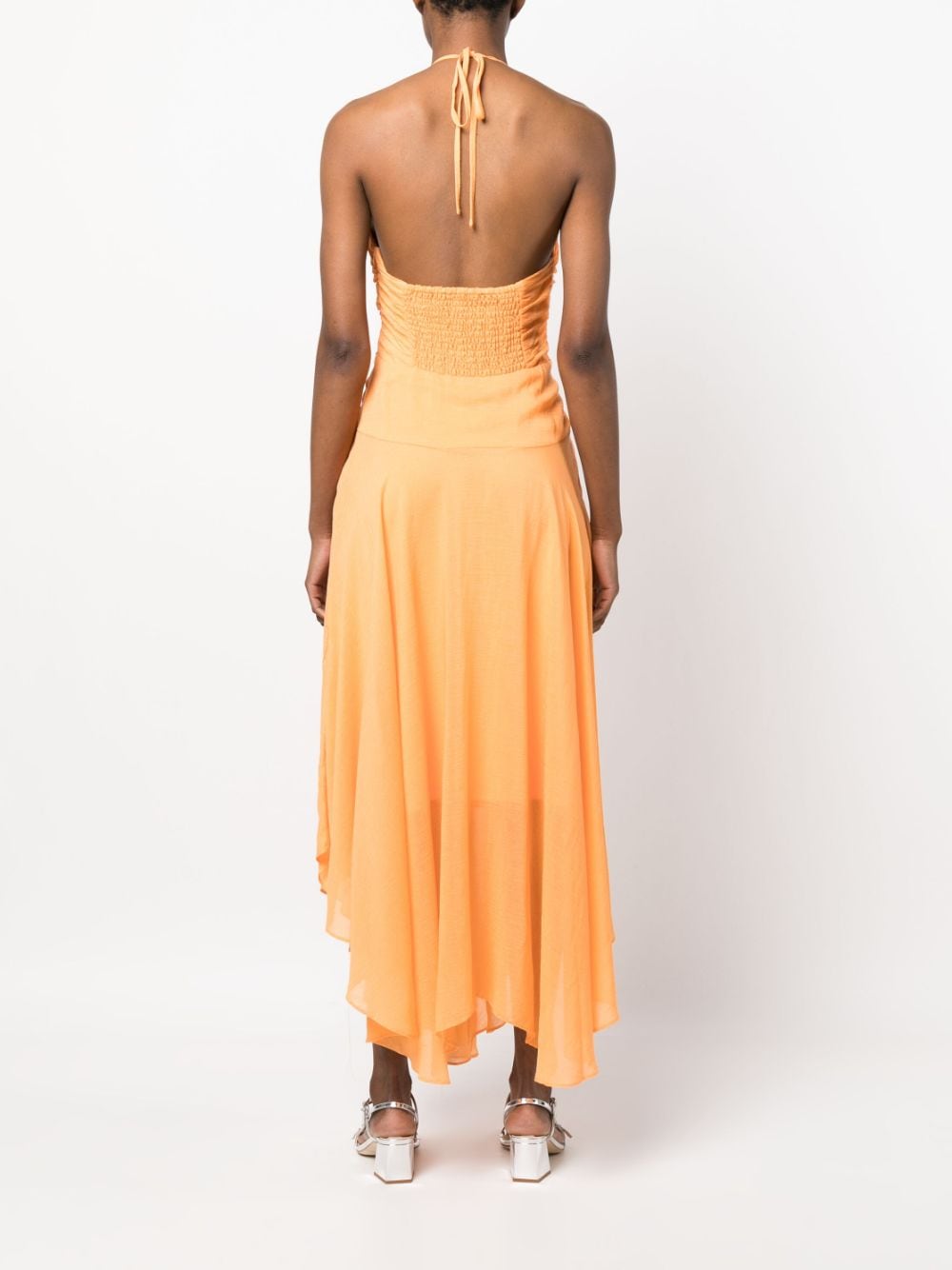 Shop Dkny Crinkle Rayon Maxi Dress In Orange