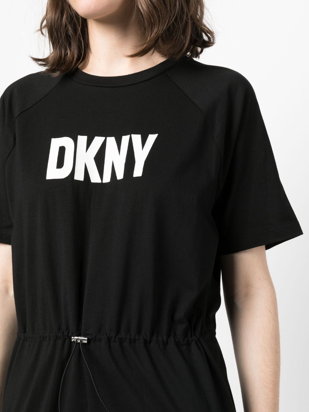 Shop Dkny Floral-print Sleeveless Dress In Black
