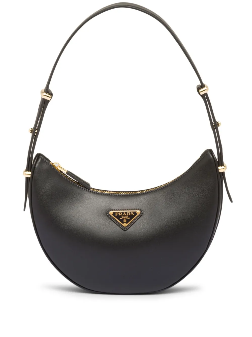 Prada Triangle Logo Plaque Flap Chain Shoulder Bag - Women in Black