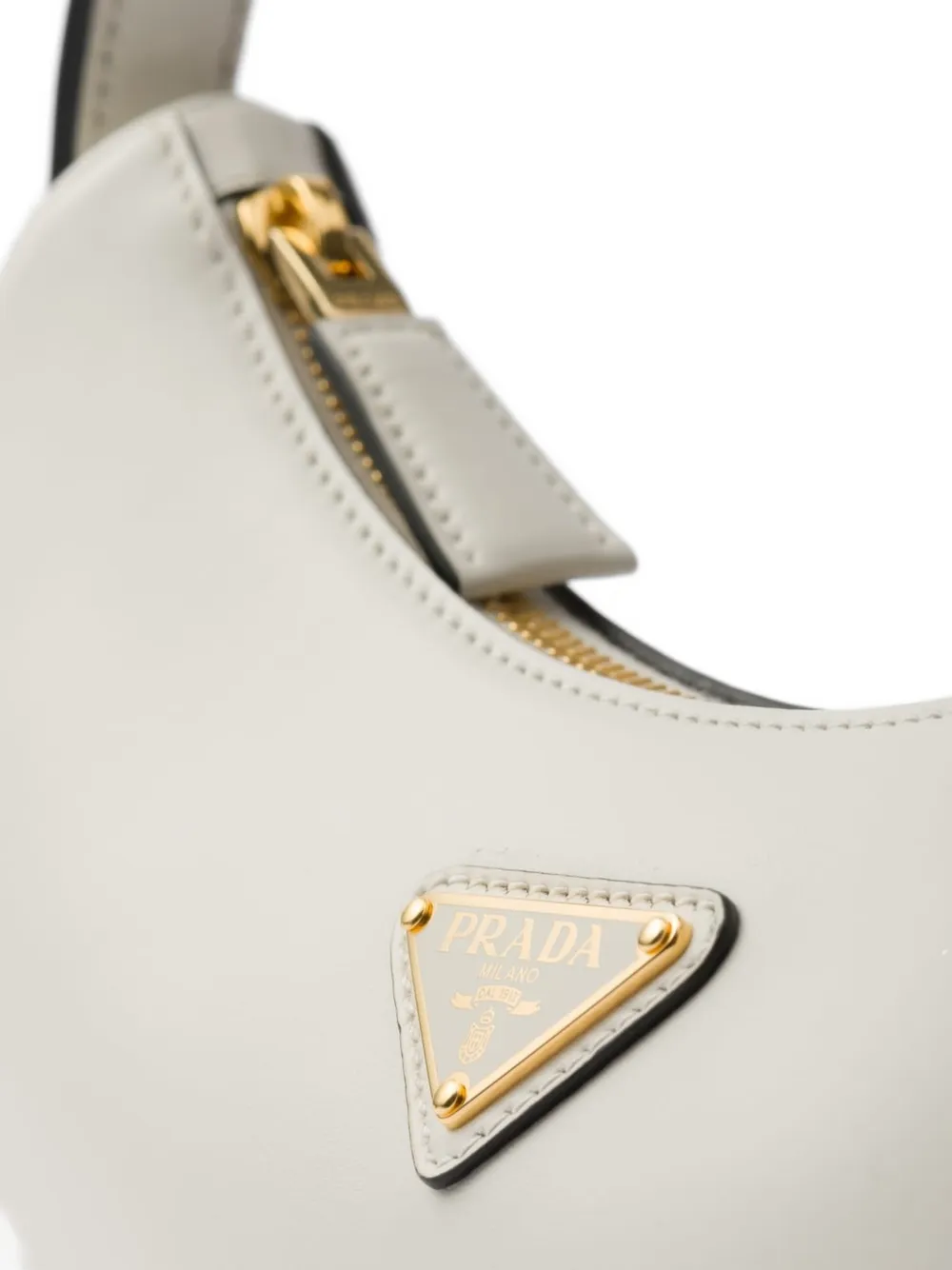 Prada Small Arqué Leather Shoulder Bag | White | FARFETCH
